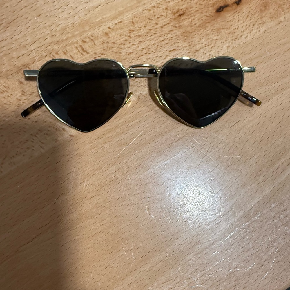 Saint Laurent Heart-Shaped Sunglasses - Black and Gold
